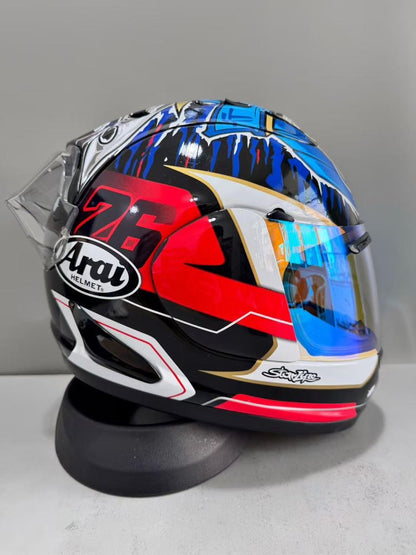 Casque Miniature Arai RX-7X Nakagami Samurai – avec Visière Iridium au choix